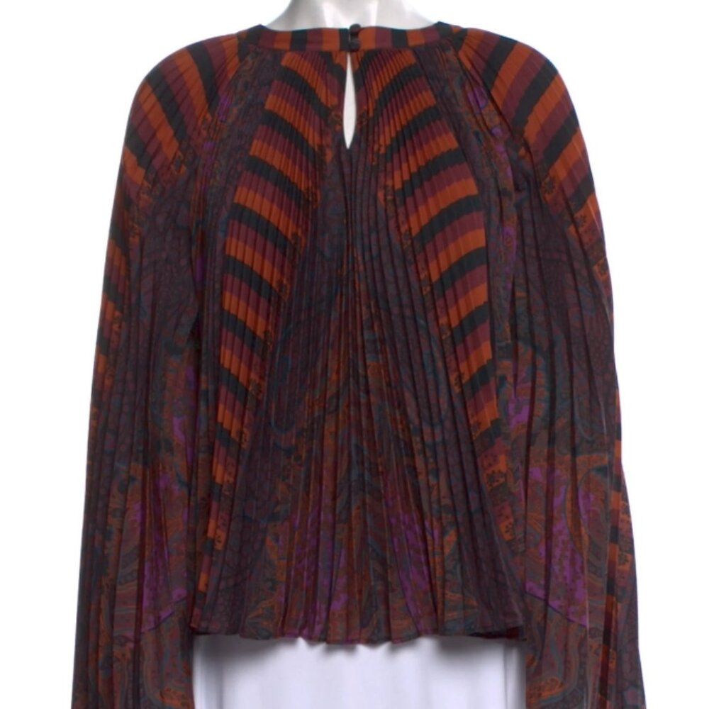 NWOT ULLA JOHNSON Ella Pleated Bell Sleeve Blouse XL $670 - Picture 7 of 8